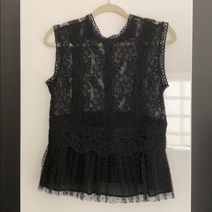 Black Zara embroidered sleeveless top(see through)